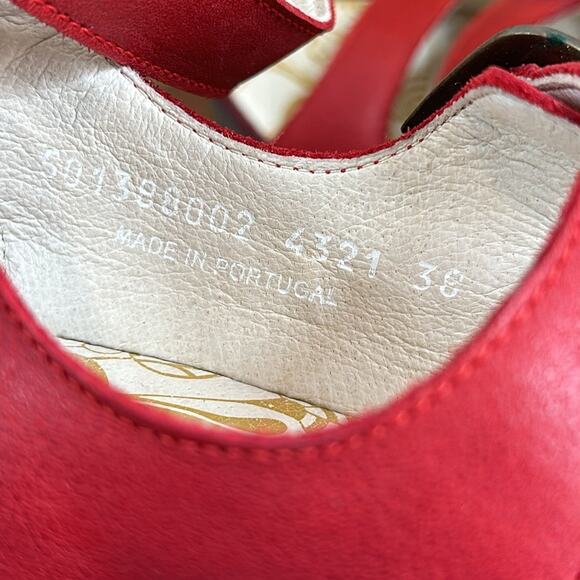 FLY London Yorn Leather Buckle Wedges Sandals Size 38 - Picture 8 of 12